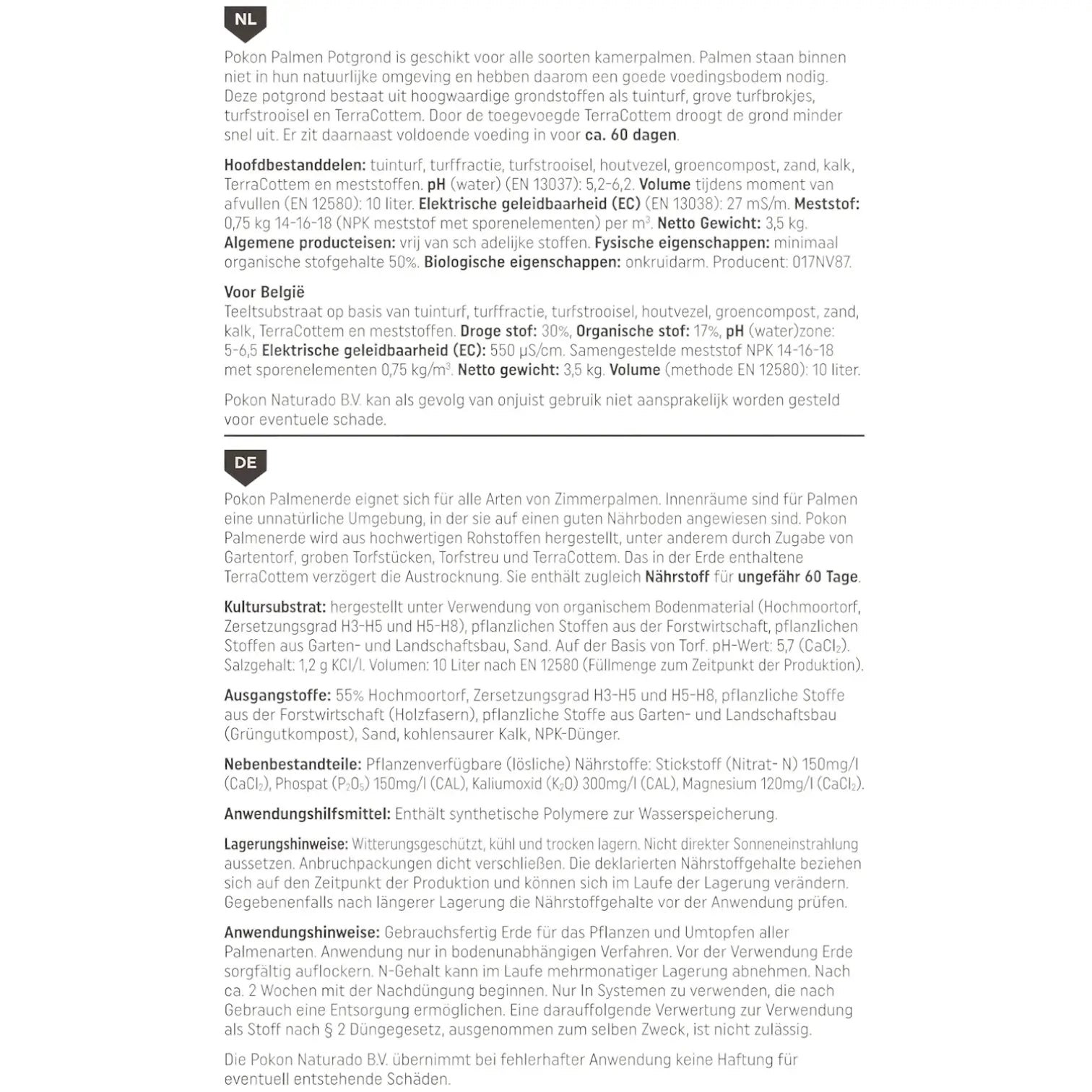 Pokon Palm Potting Soil on white background, product photo 6.