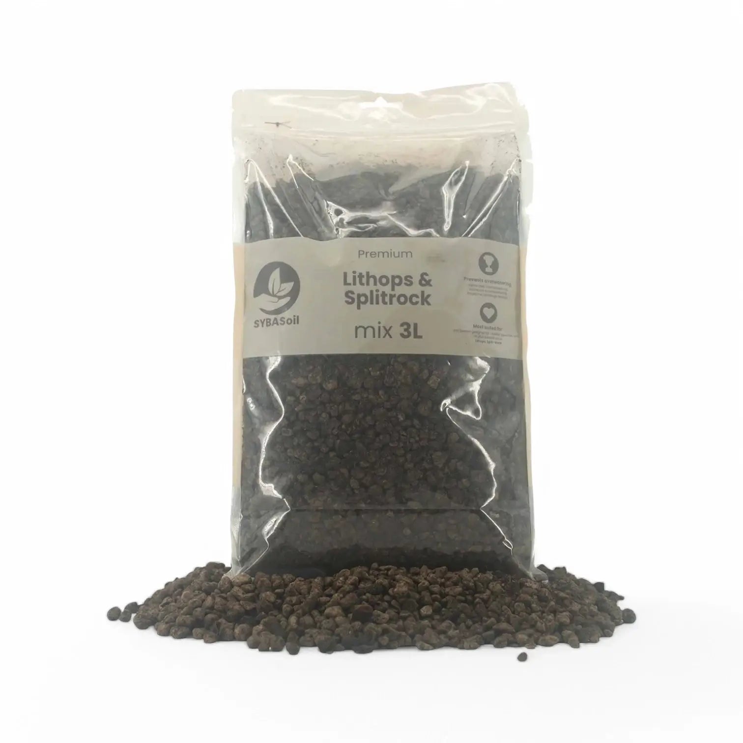 Lithops- & Split-Rock-Substratmischung â Haupt-Produktfoto auf weiĂem Hintergrund.