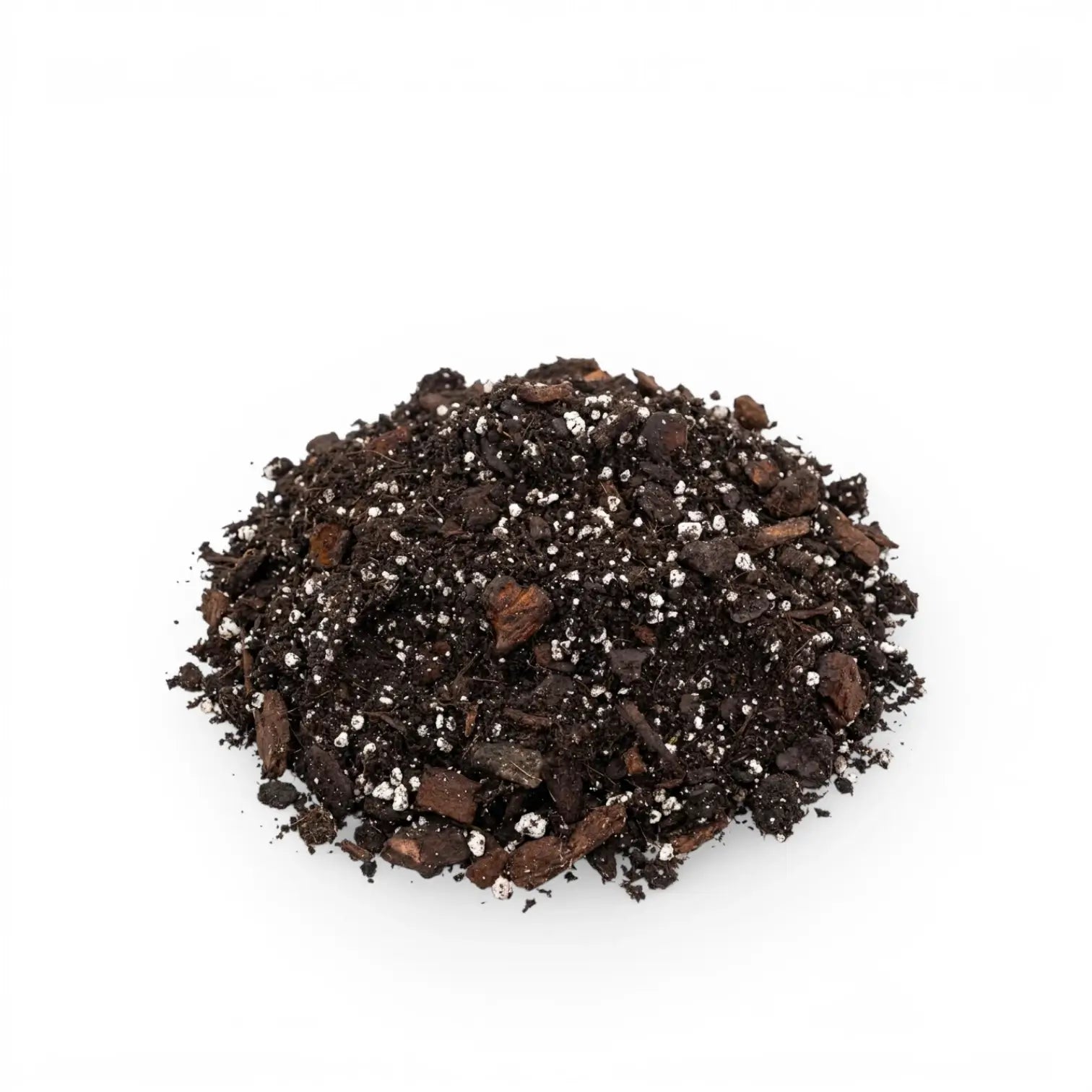 Heap of Anthurium potting mix on a white background