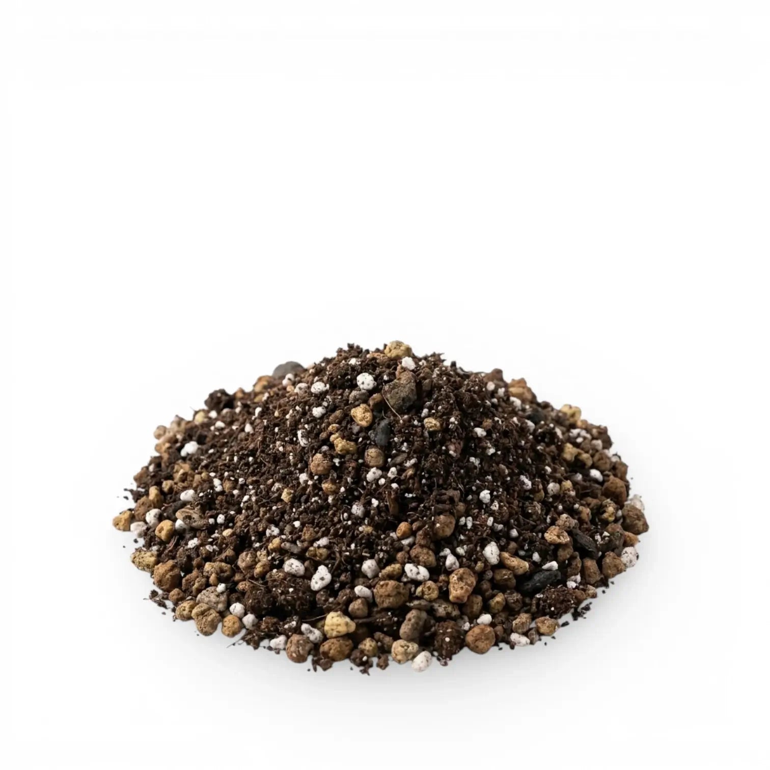 Heap of bonsai potting mix on a white background
