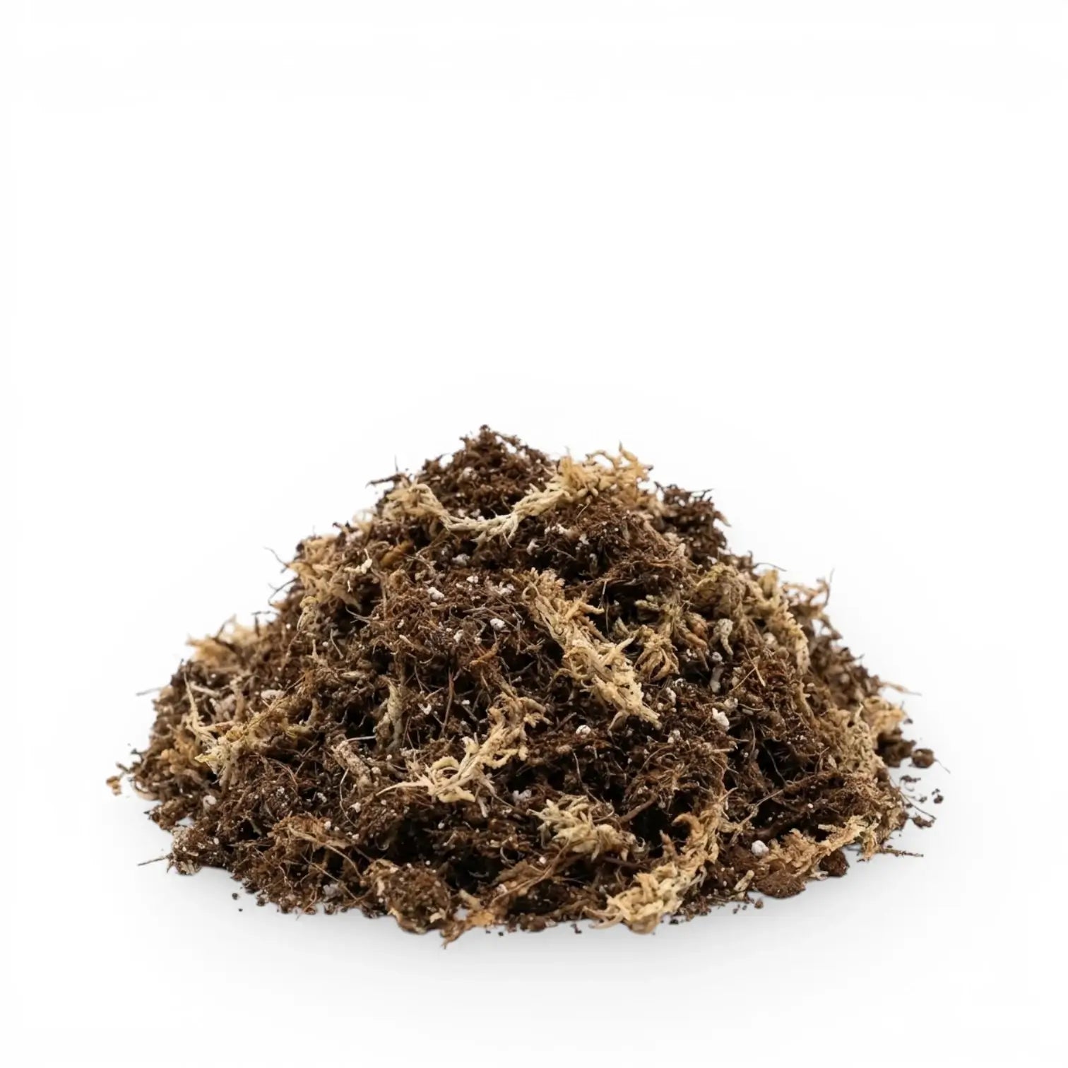 Heap of carnivorous potting mix or compost on a white background