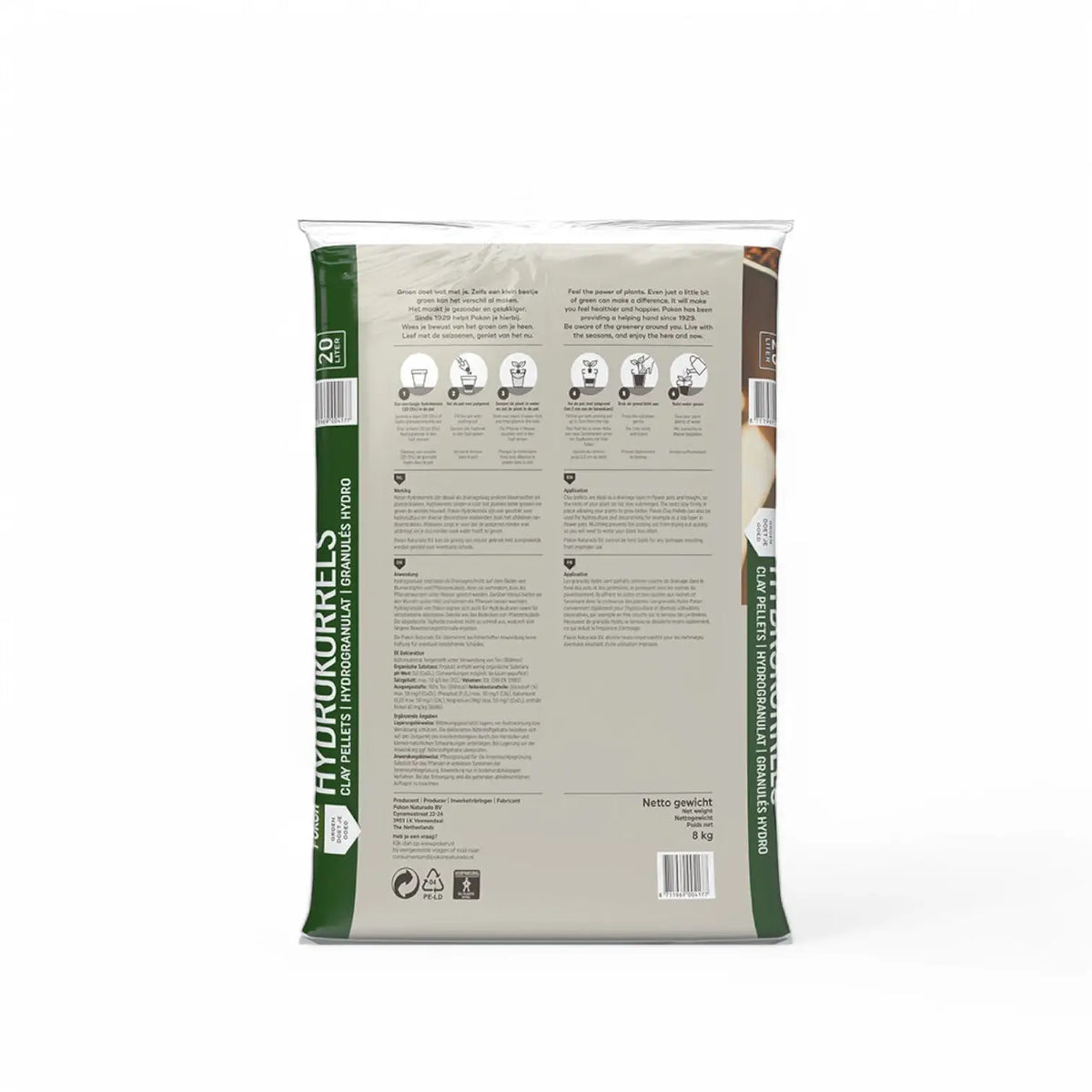 Expanded Clay Balls (LECA) Pokon on white background.