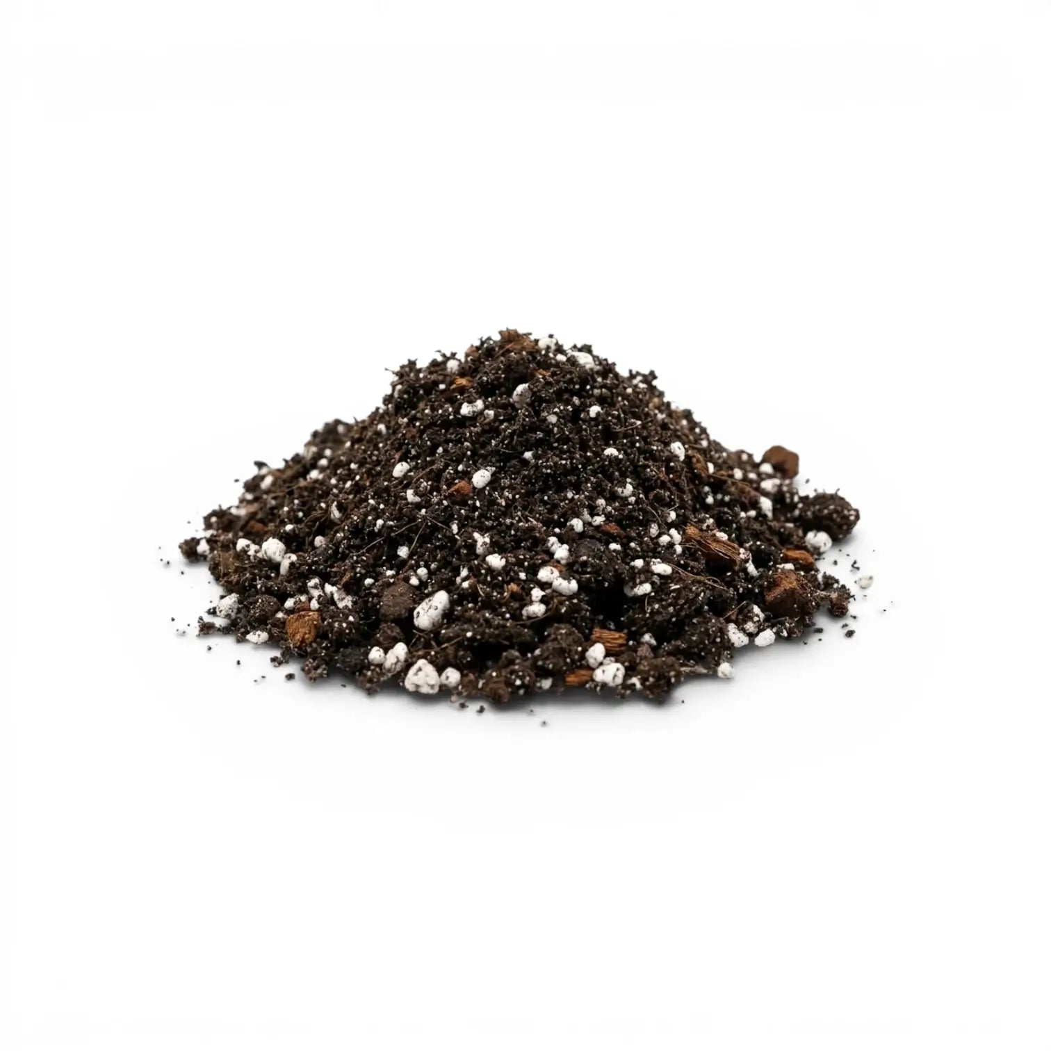 Heap of Fern potting mix on a white background