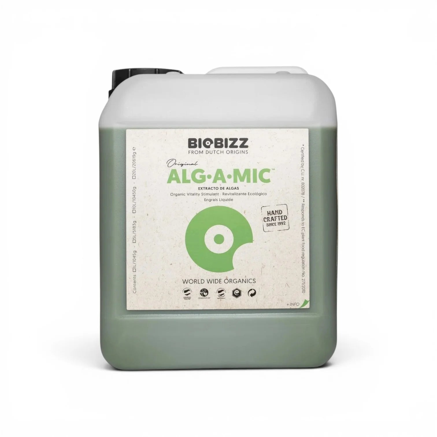Biobizz Alg A Mic 10 L bottle on a white background