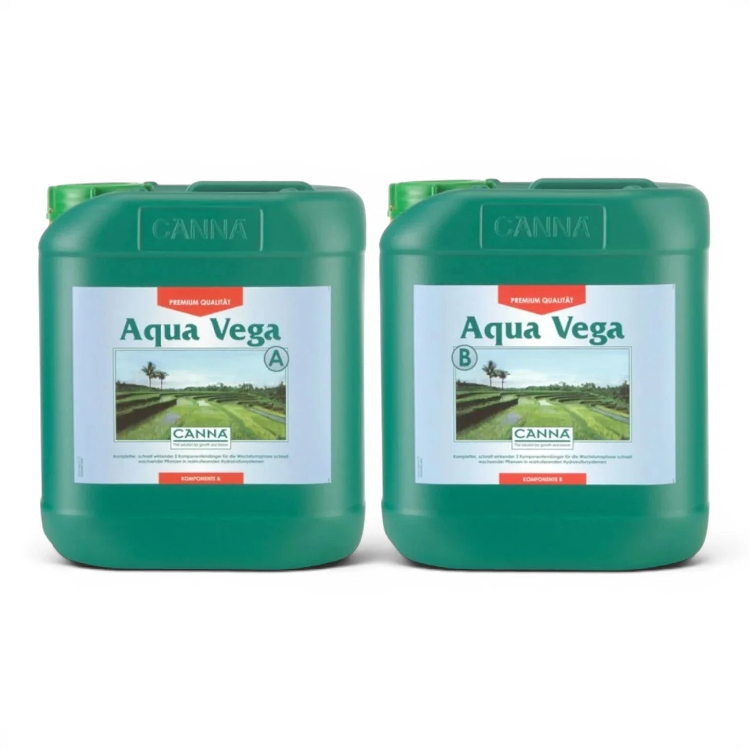 CANNA Aqua Vega A+B 5 L bottle set on a white background