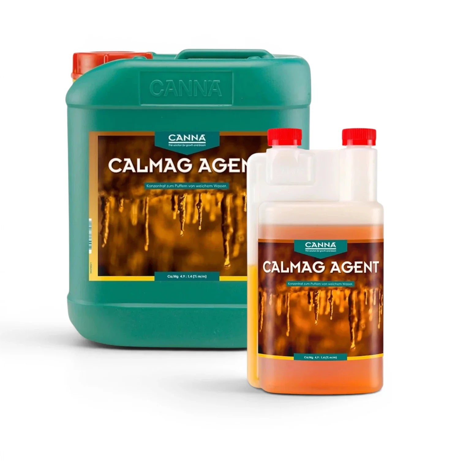 CANNA CalMag Agent bottles in multiple sizes on a white background