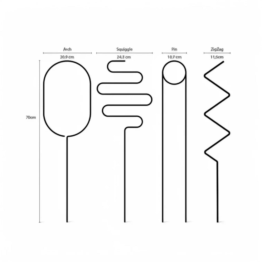 Golden Plant Stakes on white background.