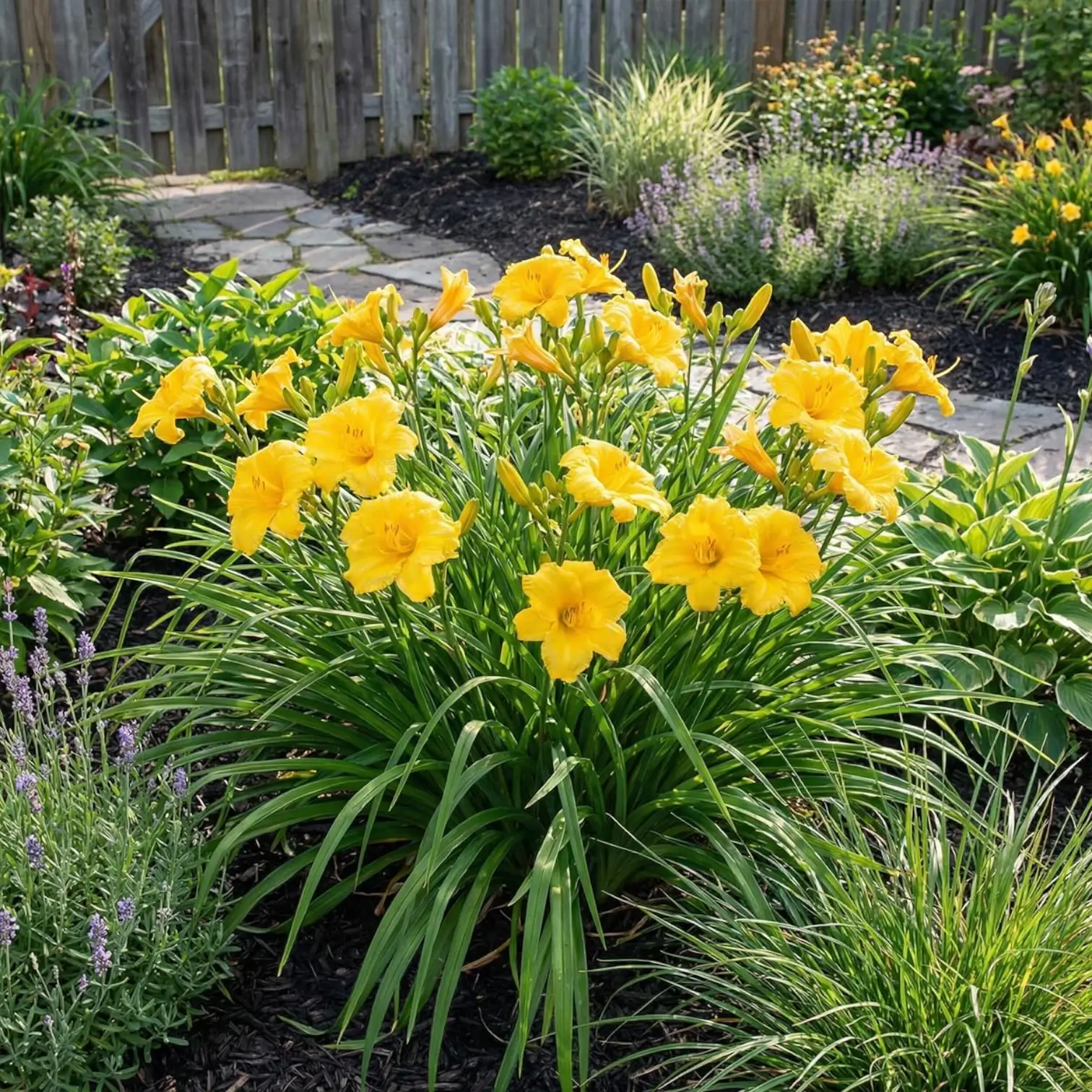 Hemerocallis 'Stella de Oro' plant detail.
