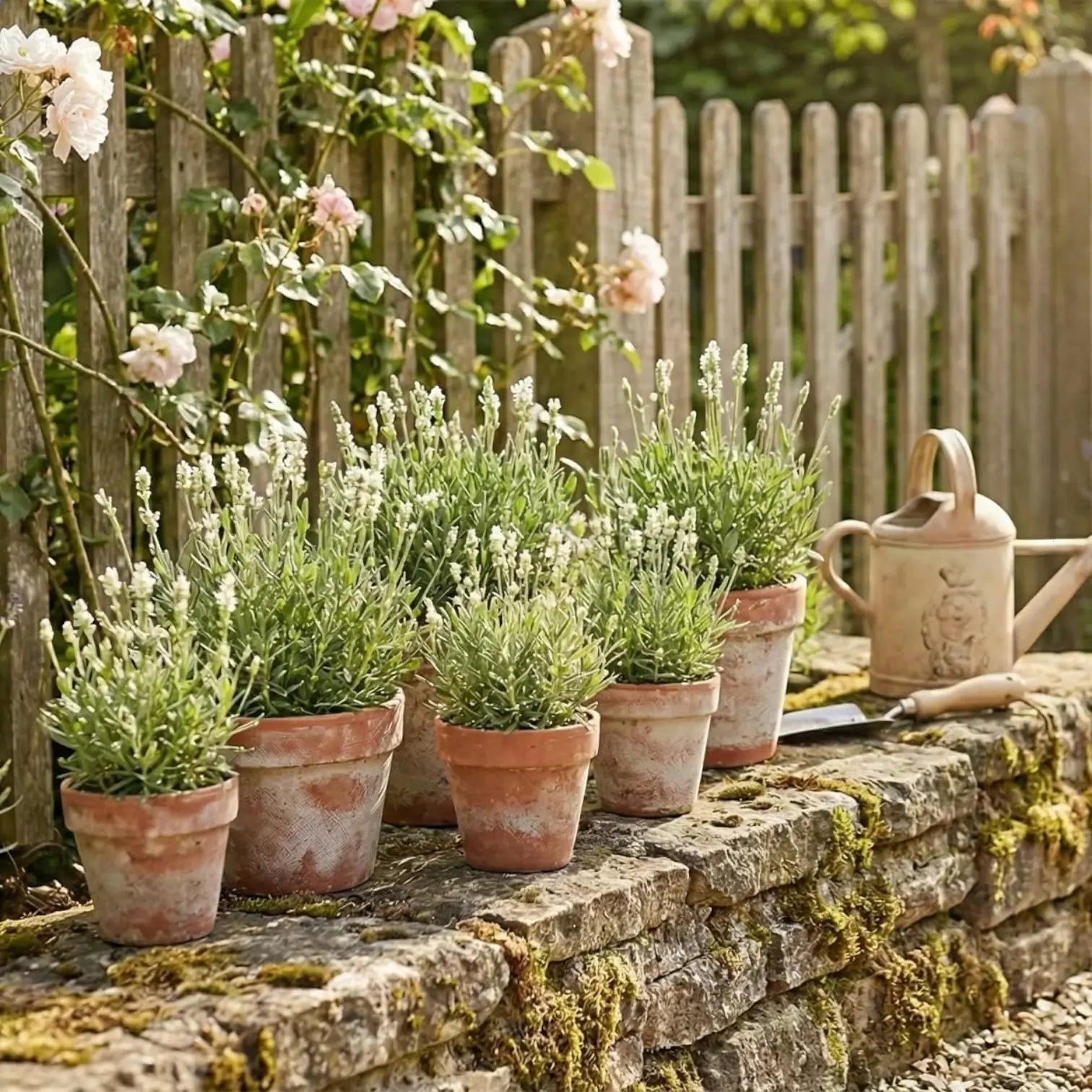 Lavandula angustifolia (white form) close-up detail.