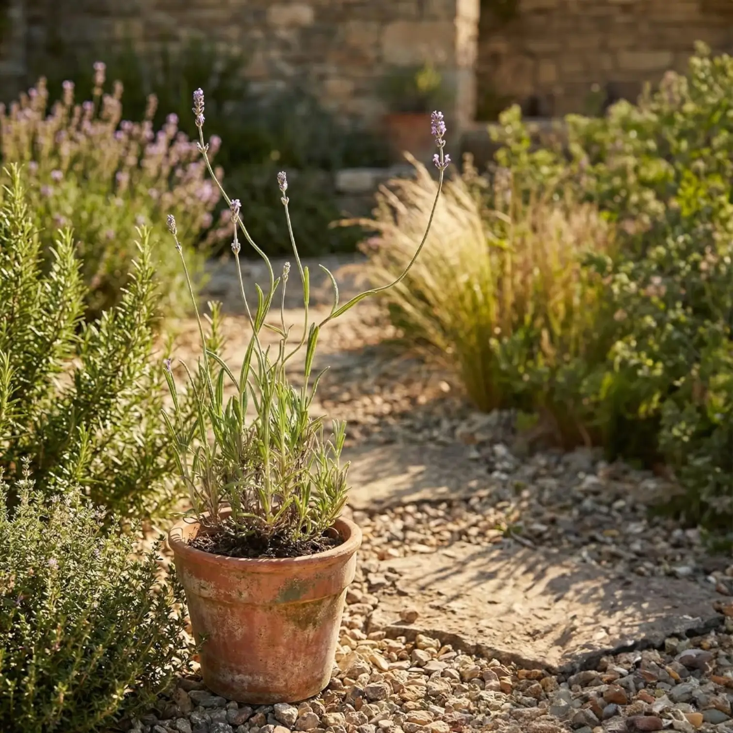 Lavandula angustifolia 'Munstead' plant detail.