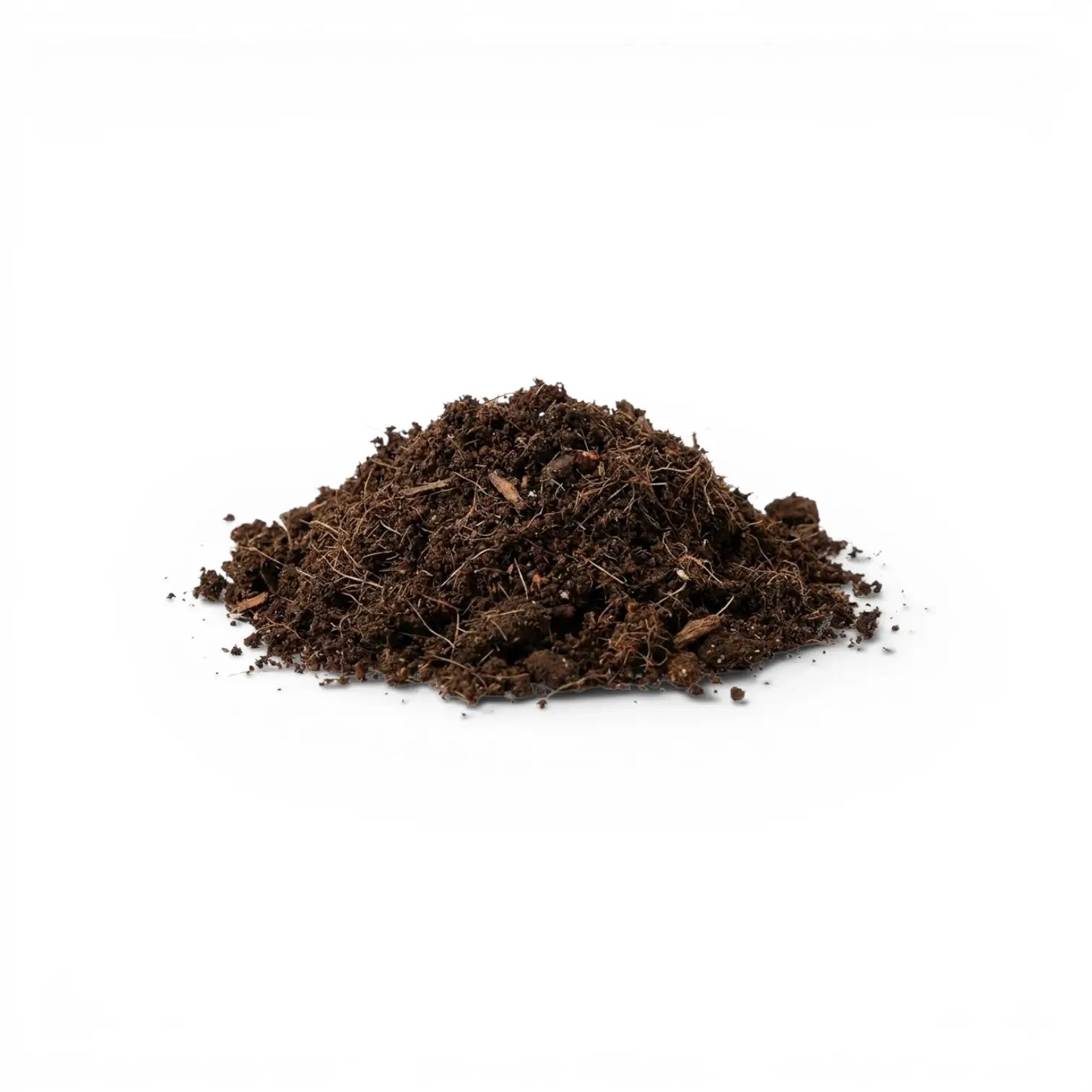 Pile of potting soil on a white background