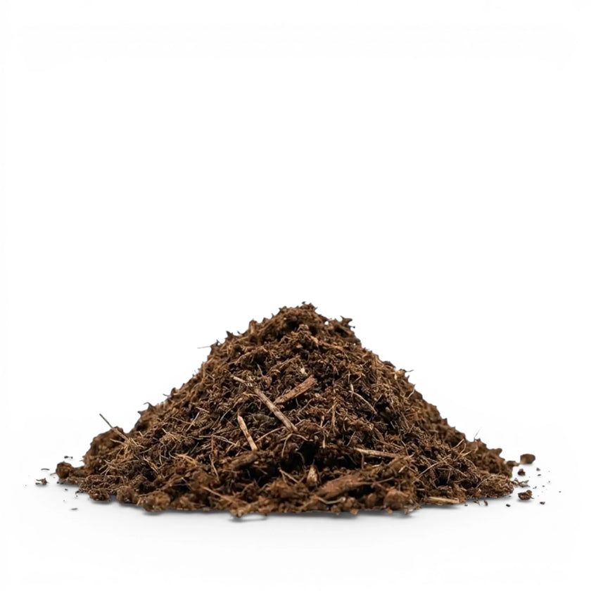 Heap of potting soil on a white background