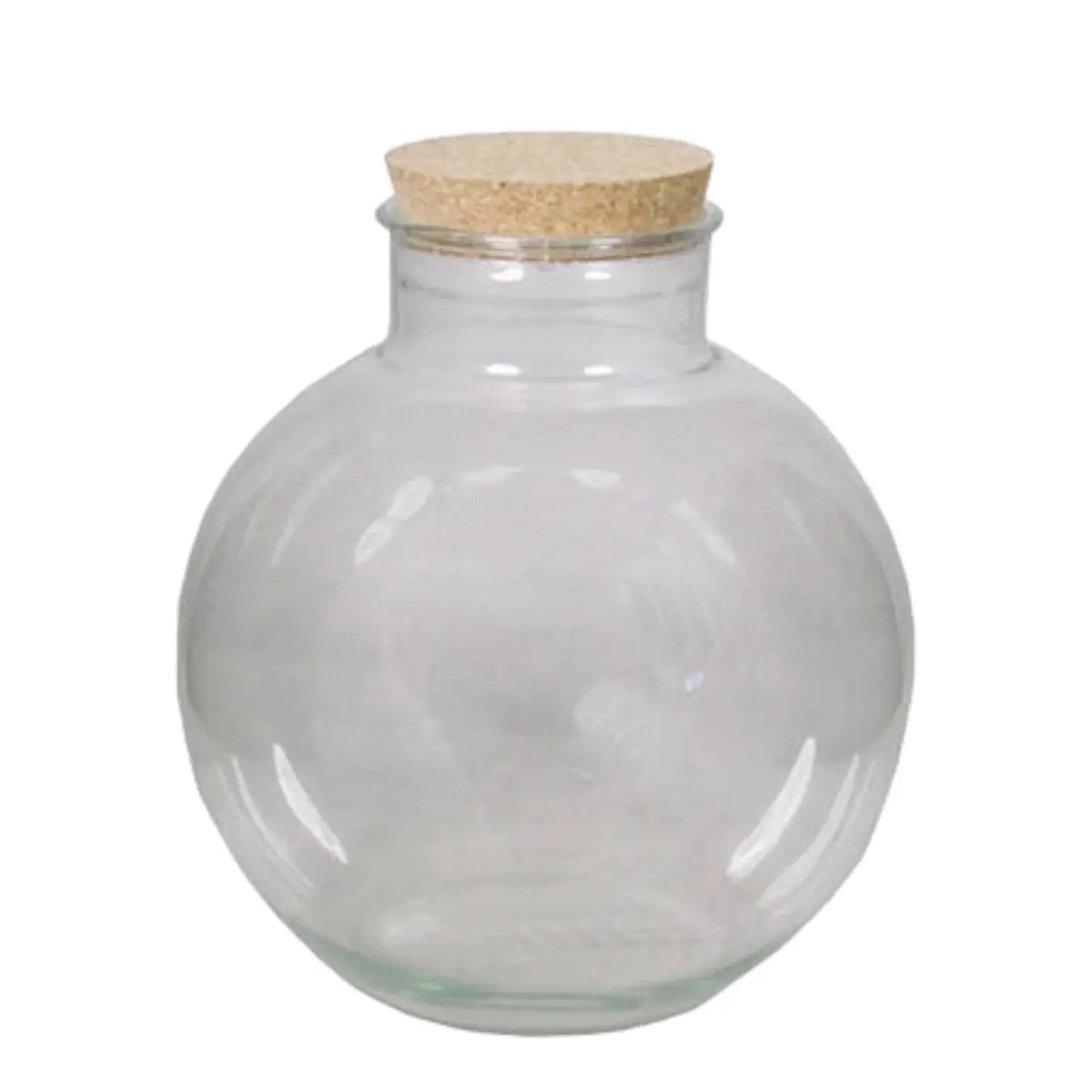 Terrariumglas 'Globe' with cork plug Hauptproduktfoto vor weißem Hintergrund.