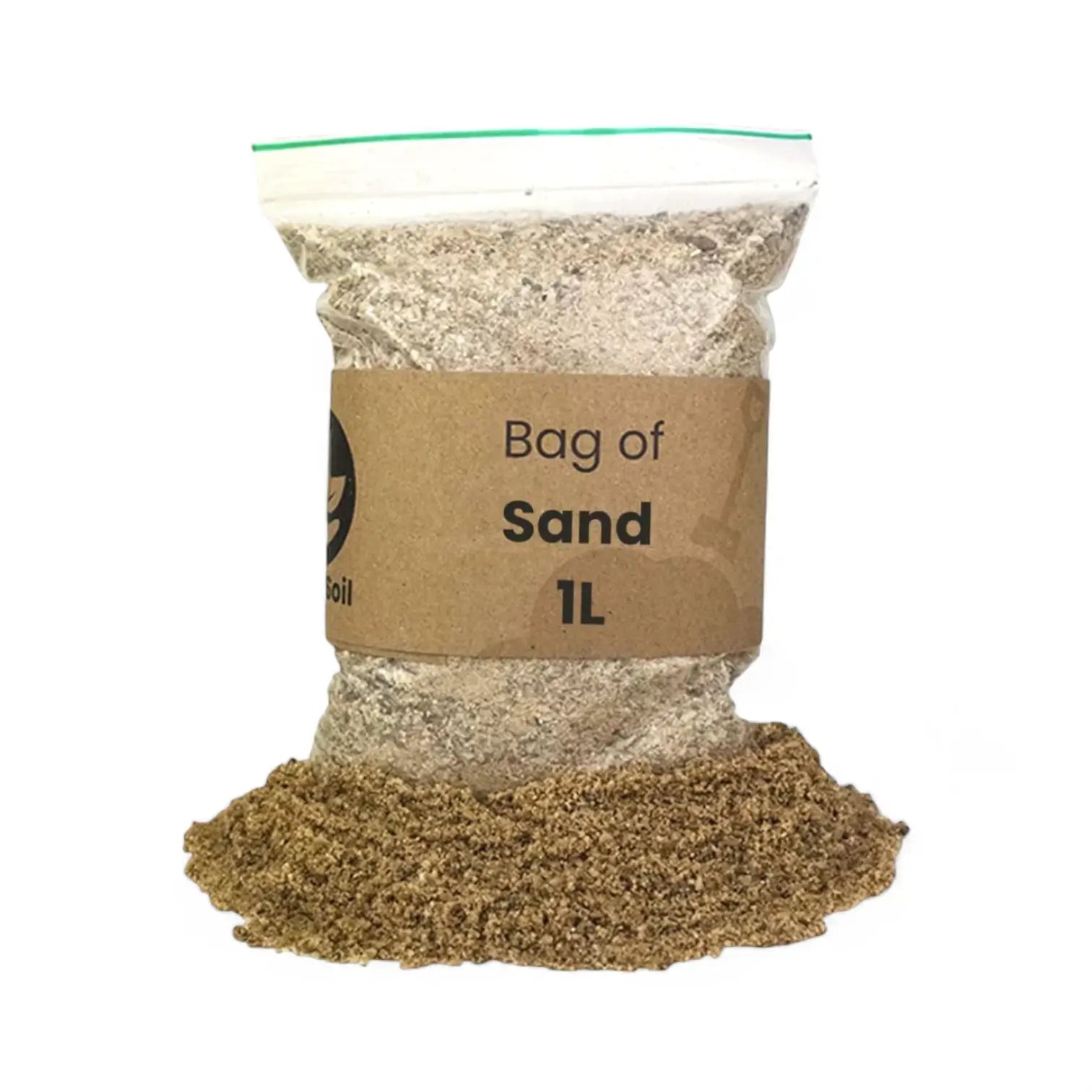 Horticultural sand on white background, product photo 4.