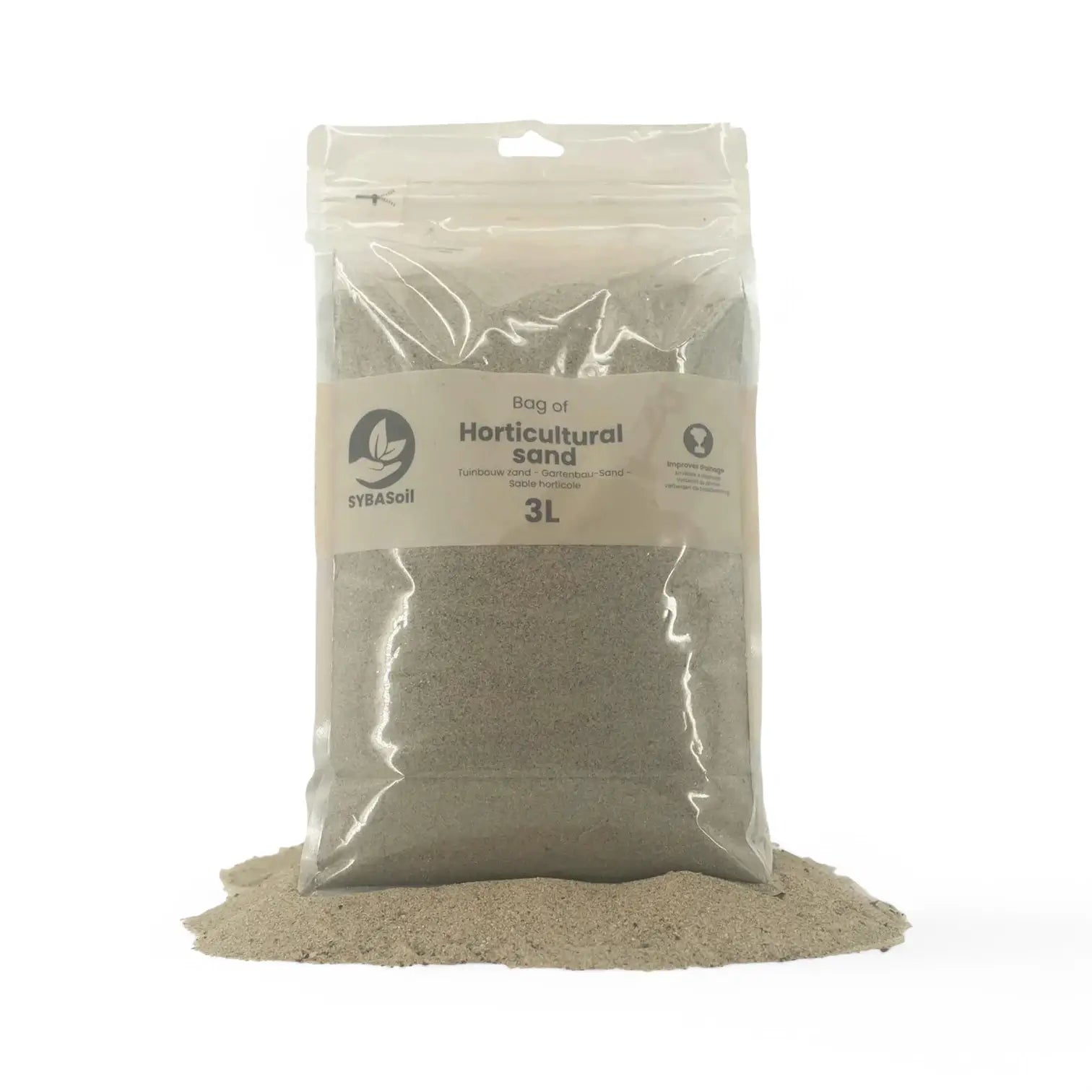 Horticultural sand main product photo on white background.