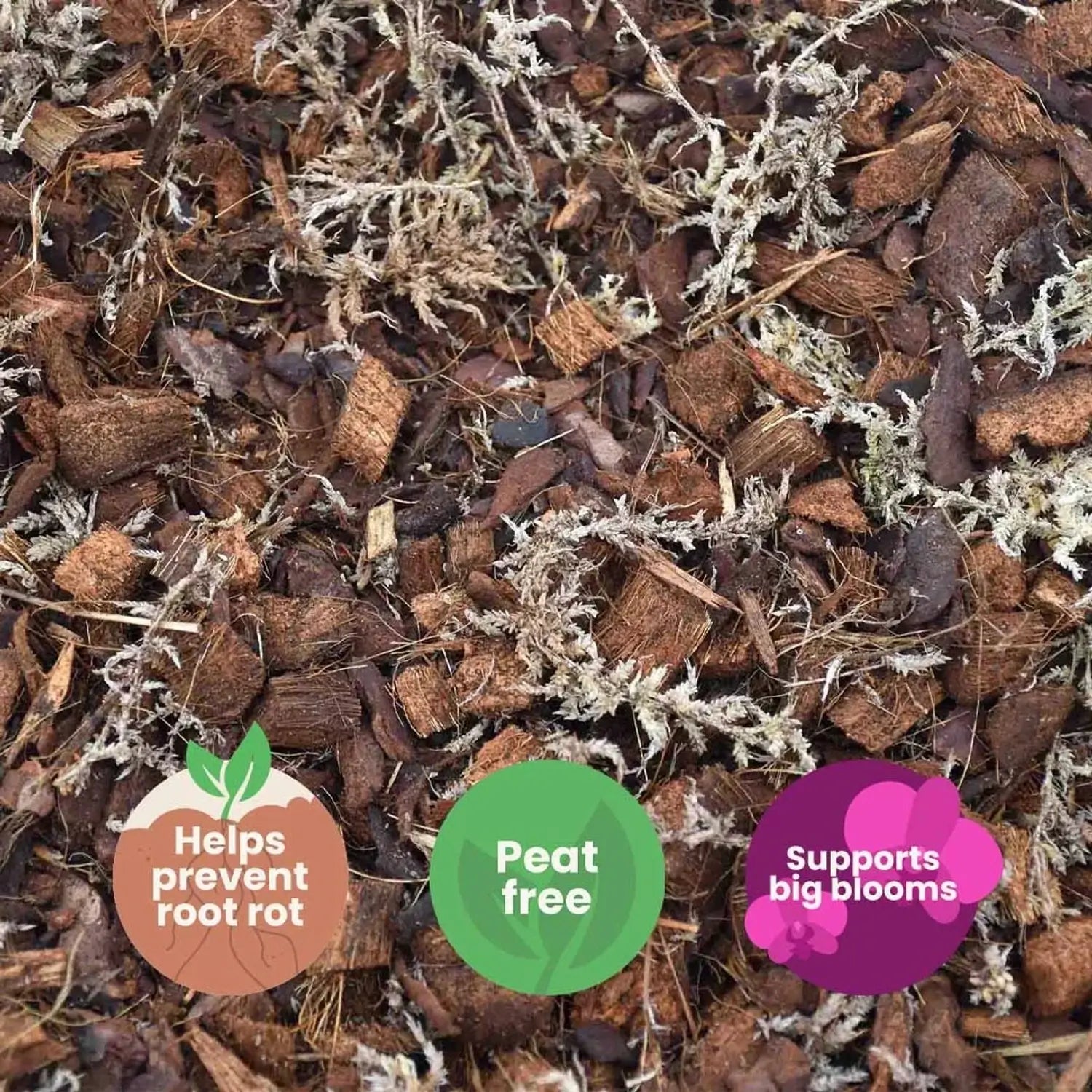 Orchideen-Substratmischung auf weißem Hintergrund, Produktfoto 7.