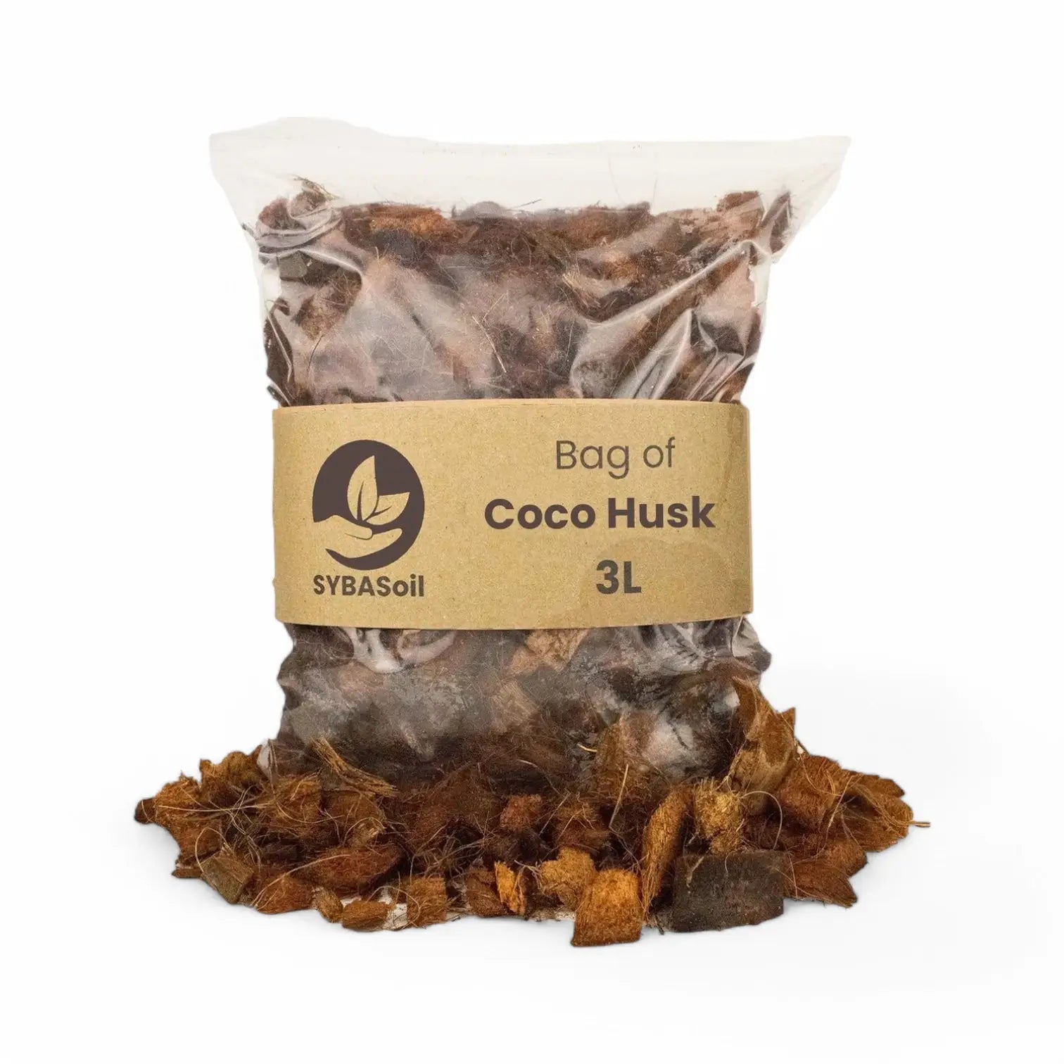 Coconut husk chips on white background, product photo 4.