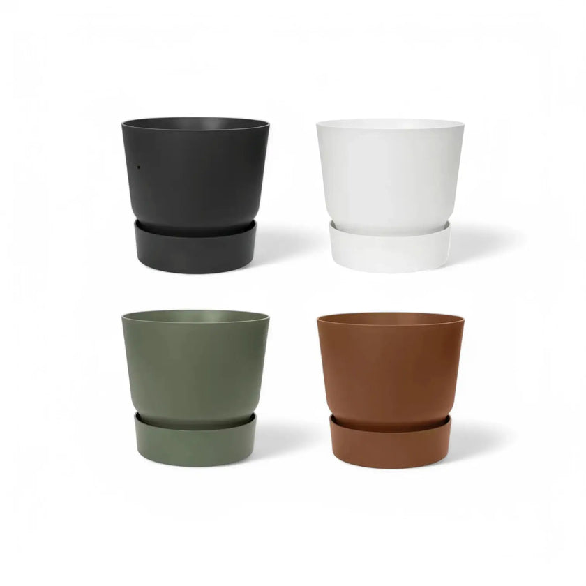 Übertopf 'Greenville Round' Hauptproduktfoto vor weißem Hintergrund.