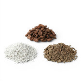 Three piles of of airflow substrate set ingredients on a white background
