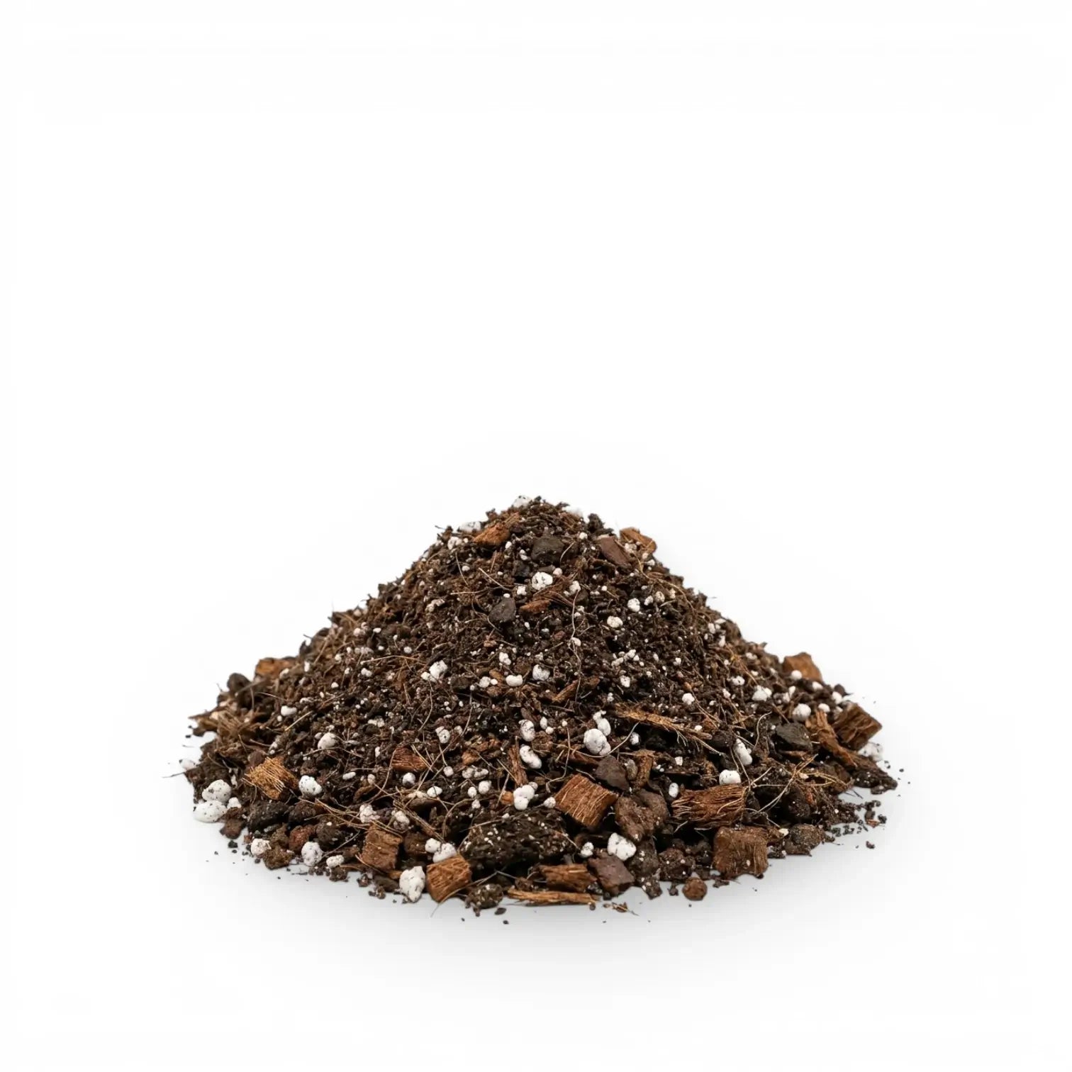 Heap of Alocasia potting mix on a white background