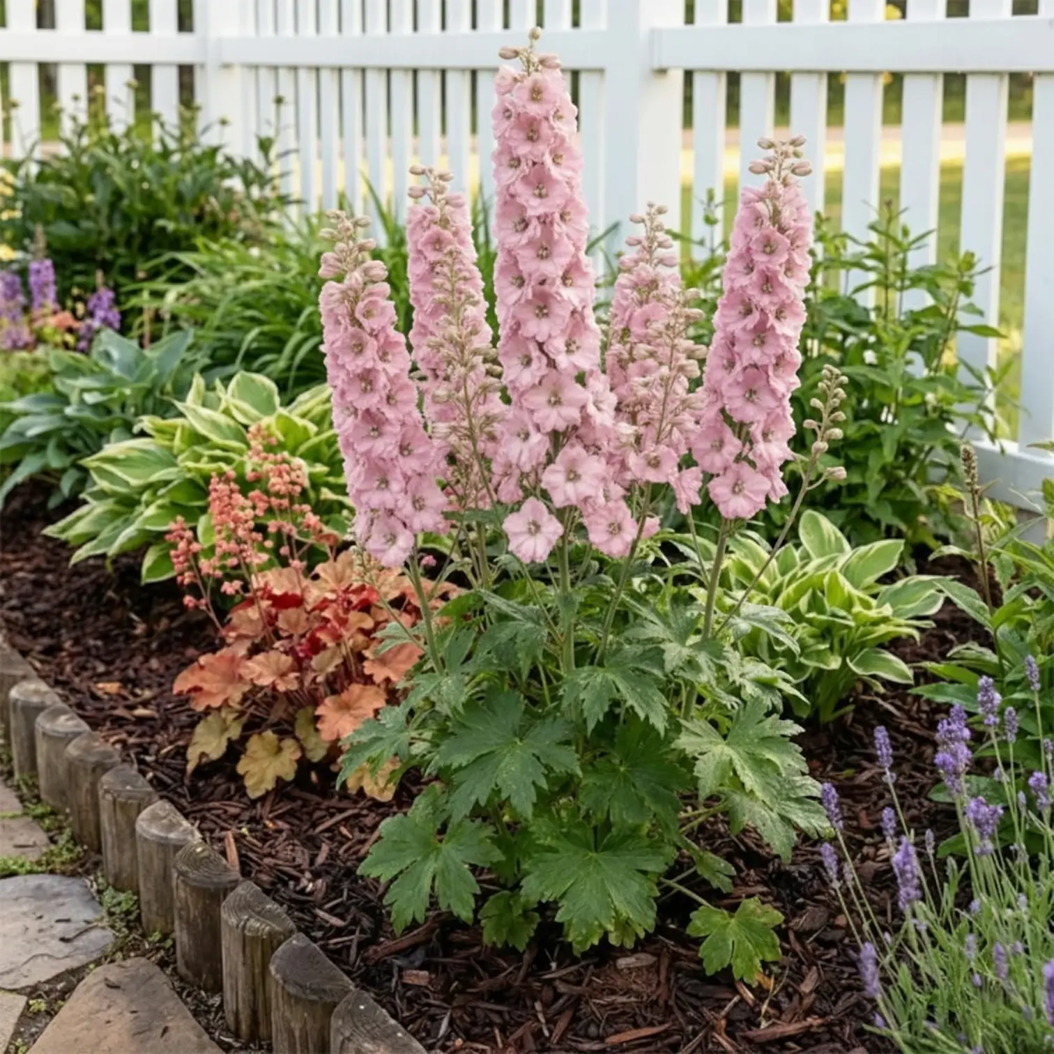 Delphinium 'Magic Fountains Pink Shades' – Detailaufnahme.