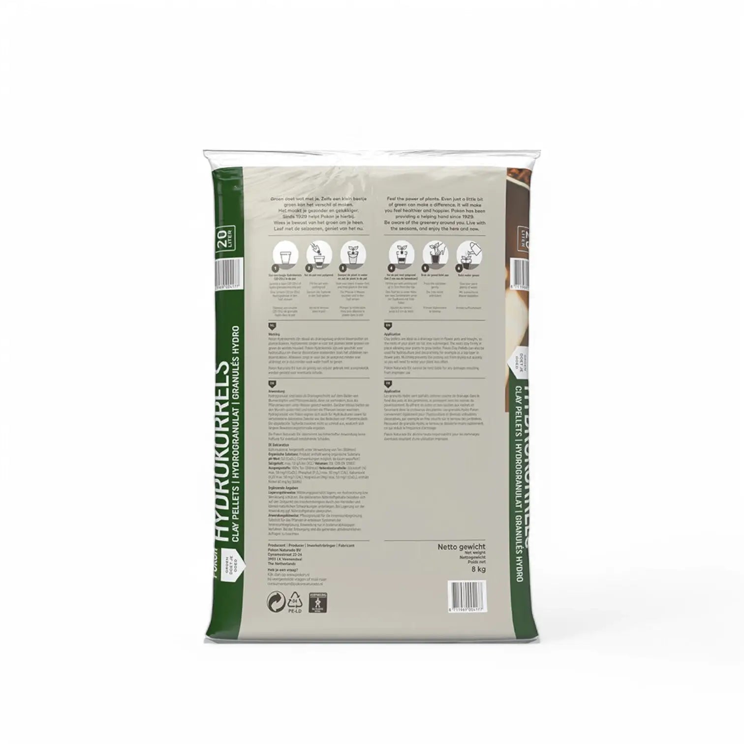 Expanded Clay Balls (LECA) Pokon on white background.