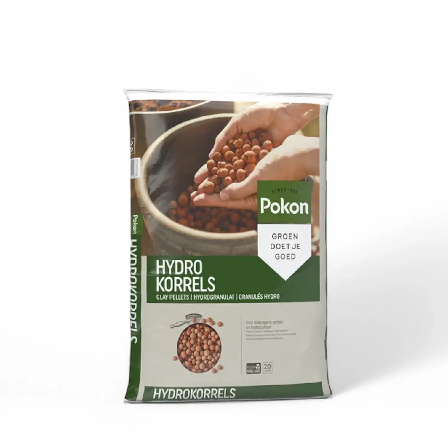 Blähton-Kugeln (LECA) Pokon vor weißem Hintergrund, Produktfoto 9.