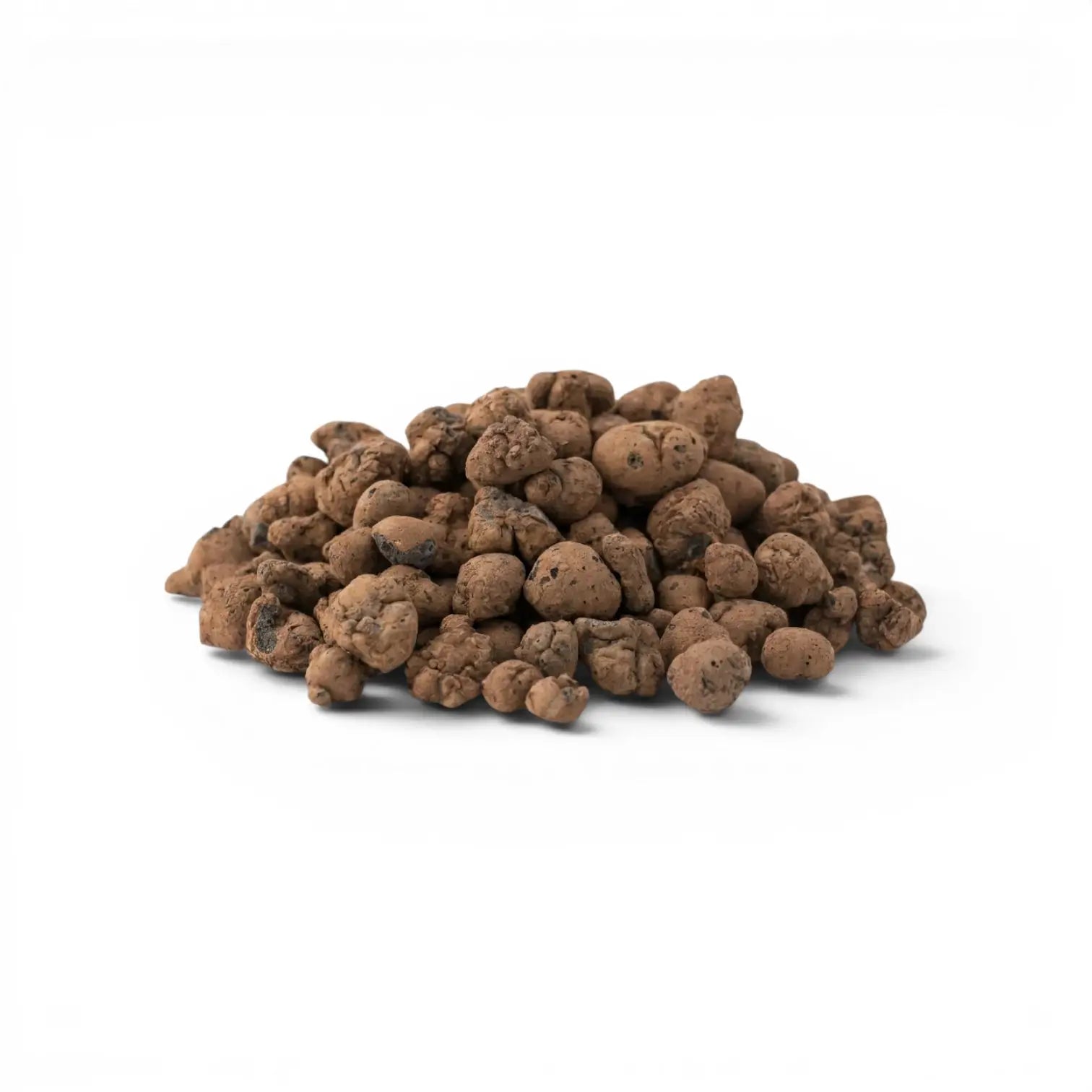 Pile of expanded clay pebbles  on a white background