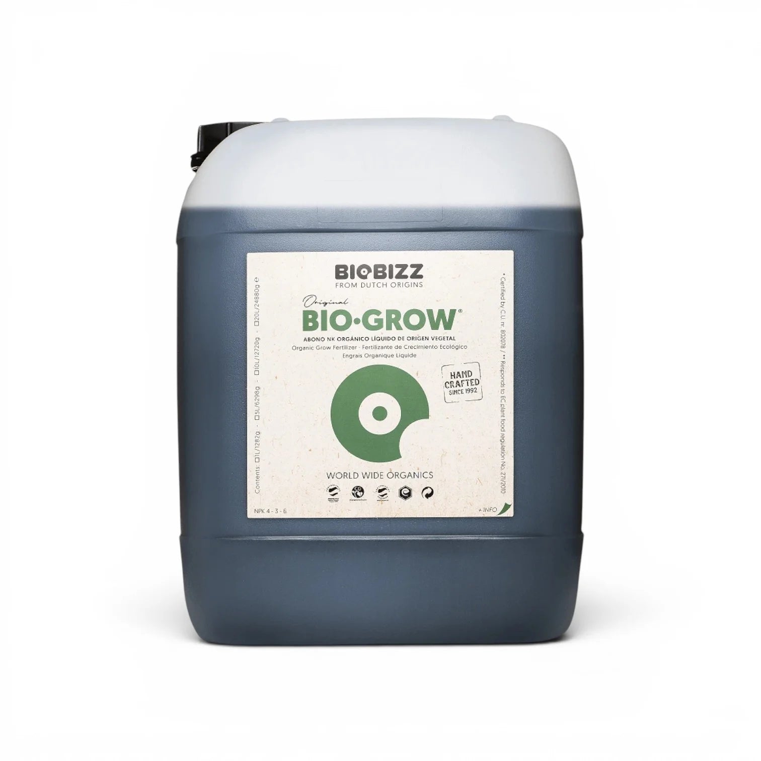 Biobizz Bio Grow 10 L bottle on a white background