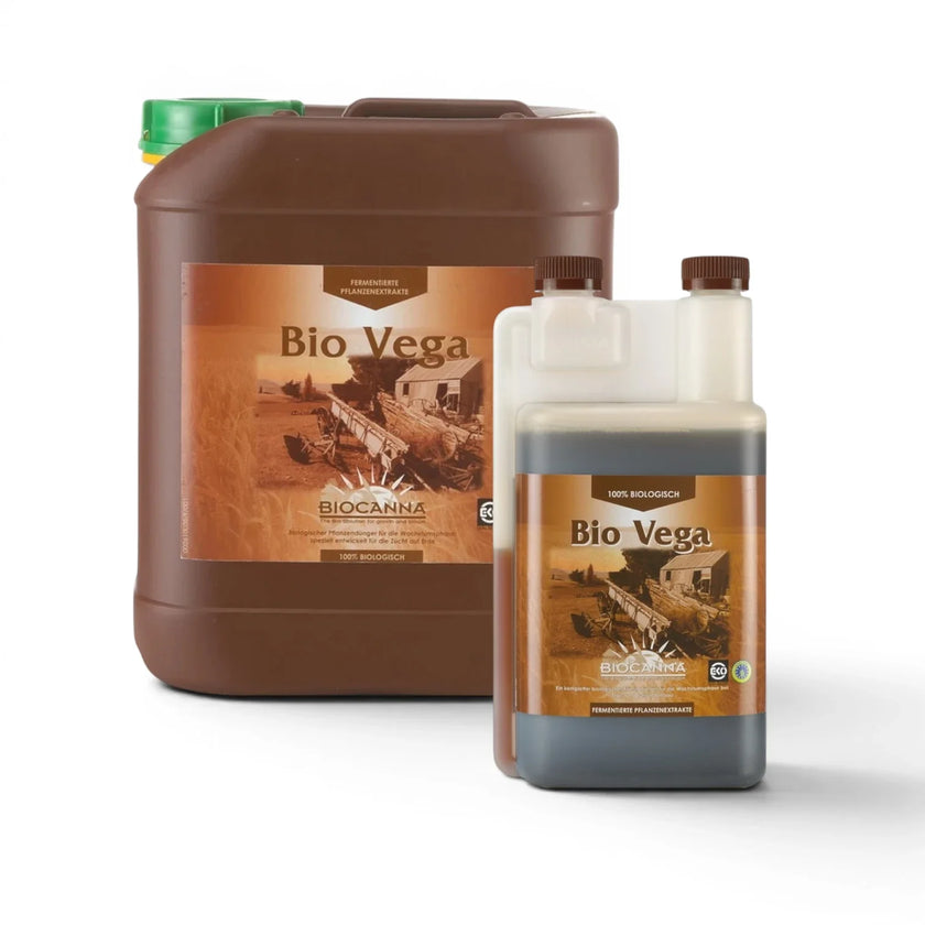 BIOCANNA Bio Vega bottles in multiple sizes on a white background