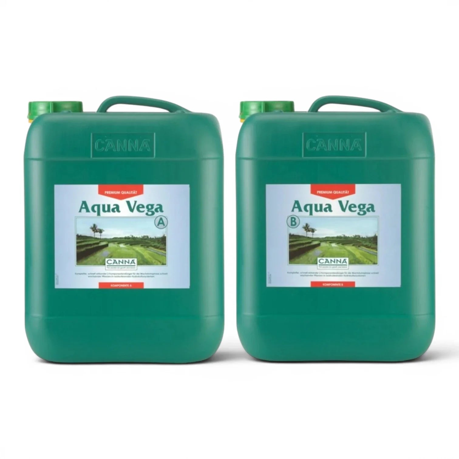 CANNA Aqua Vega A+B 10 L bottle set on a white background