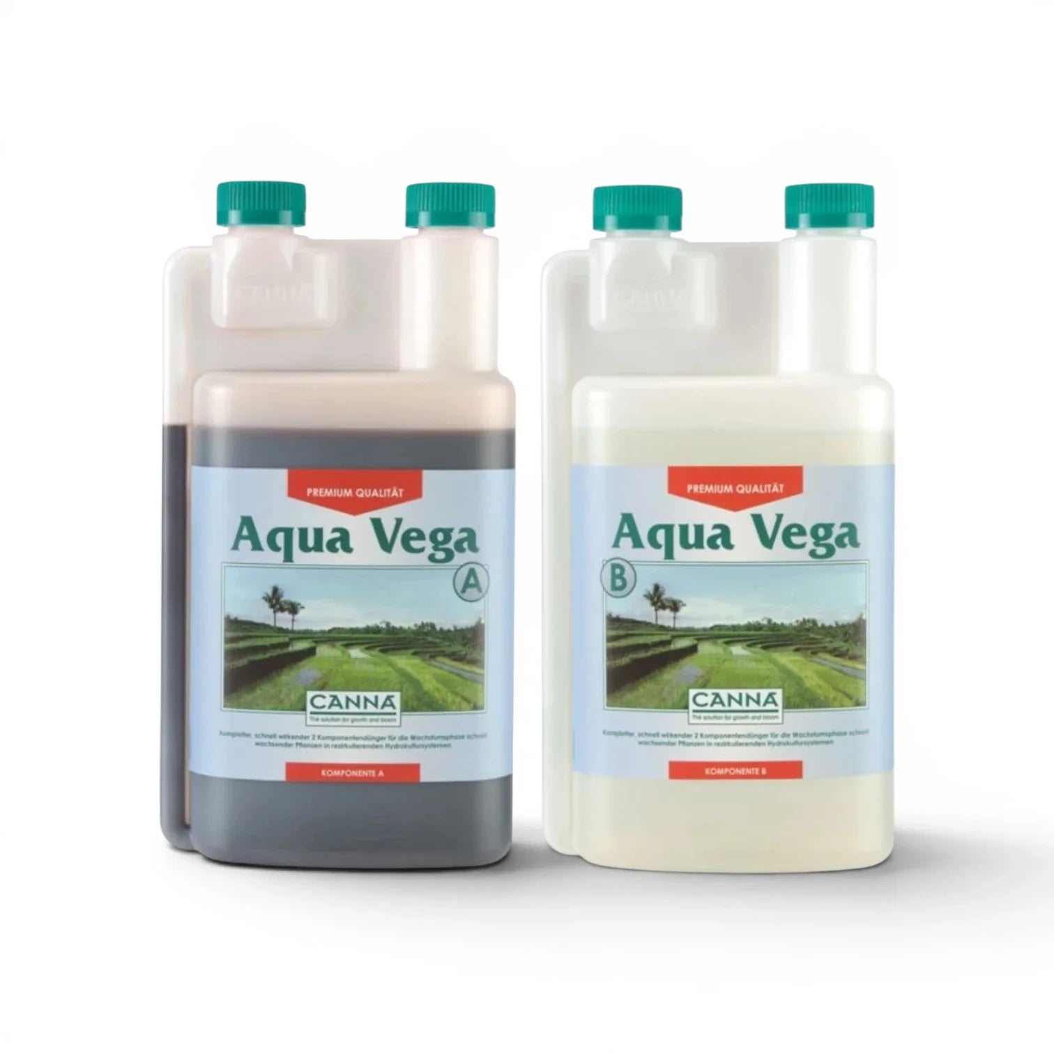 CANNA Aqua Vega A+B 1 L bottle set on a white background