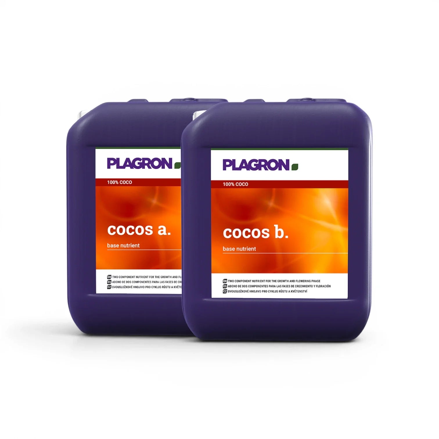 Plagron Cocos A+B 10 L bottle set on a white background