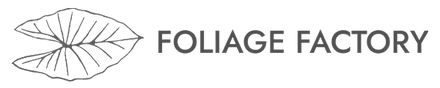 Foliage Factory logo with an Alocasia leaf drawing
