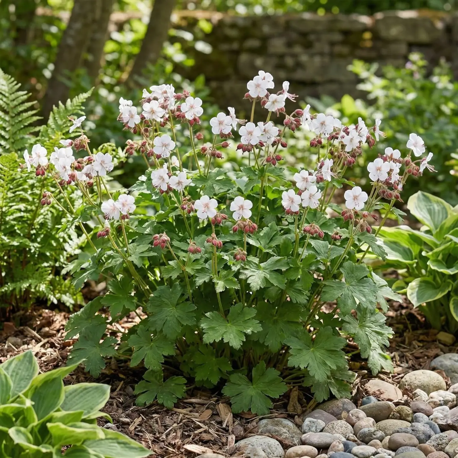 Geranium macrorrhizum 'Spessart' plant detail.