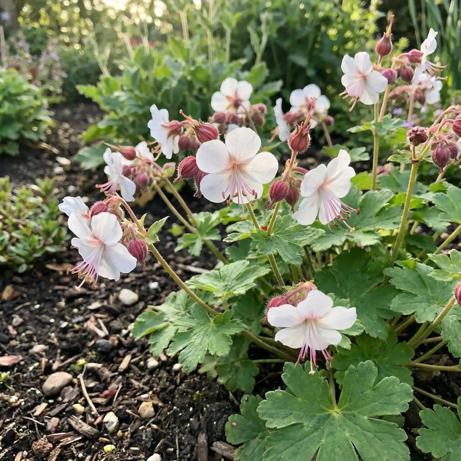 Geranium macrorrhizum 'Spessart' plant detail.