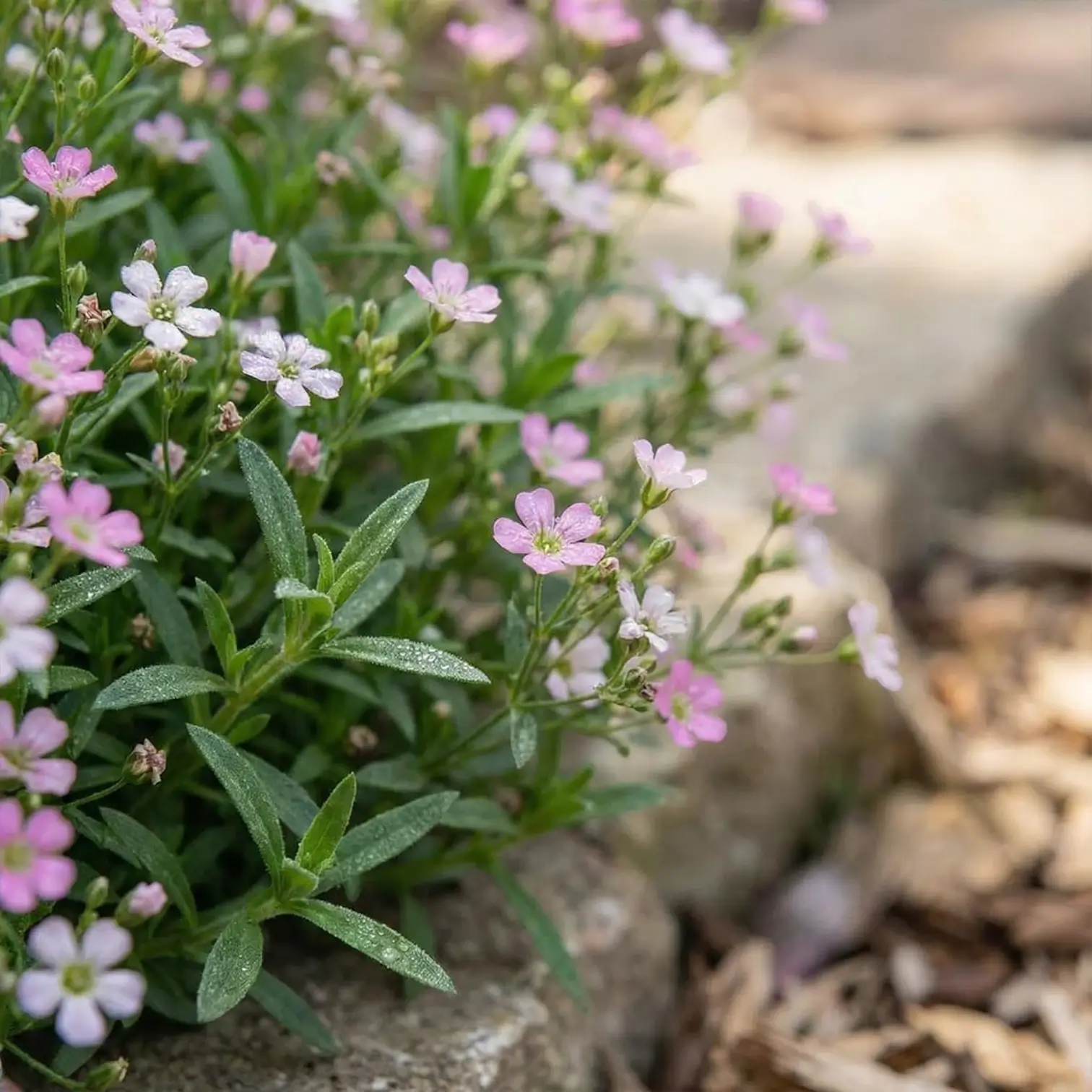 Gypsophila repens 'Rosea' detail shot.