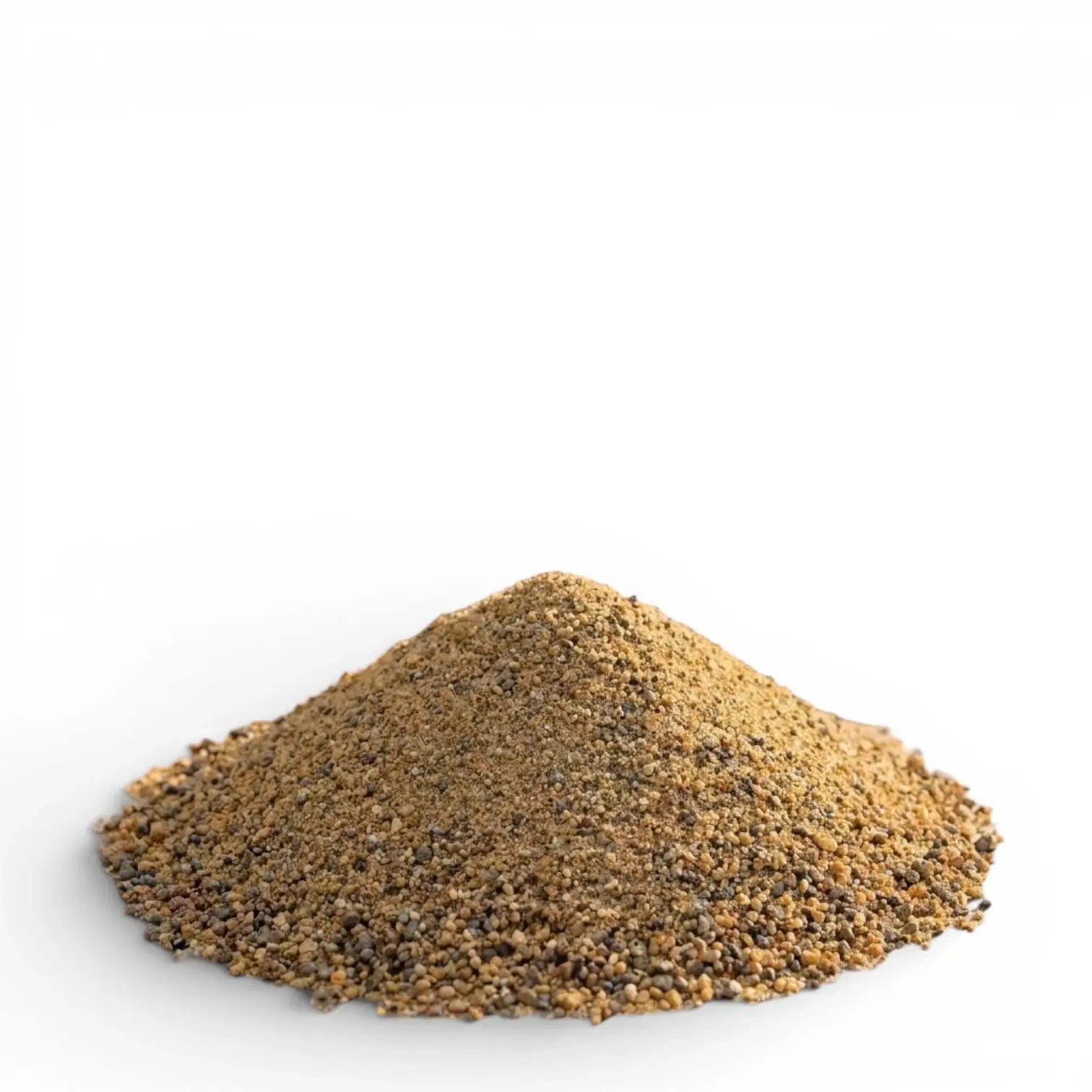 Pile of brown horticultural sand on a white background