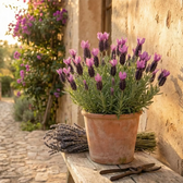 Lavandula stoechas 'Anouk' close-up detail.