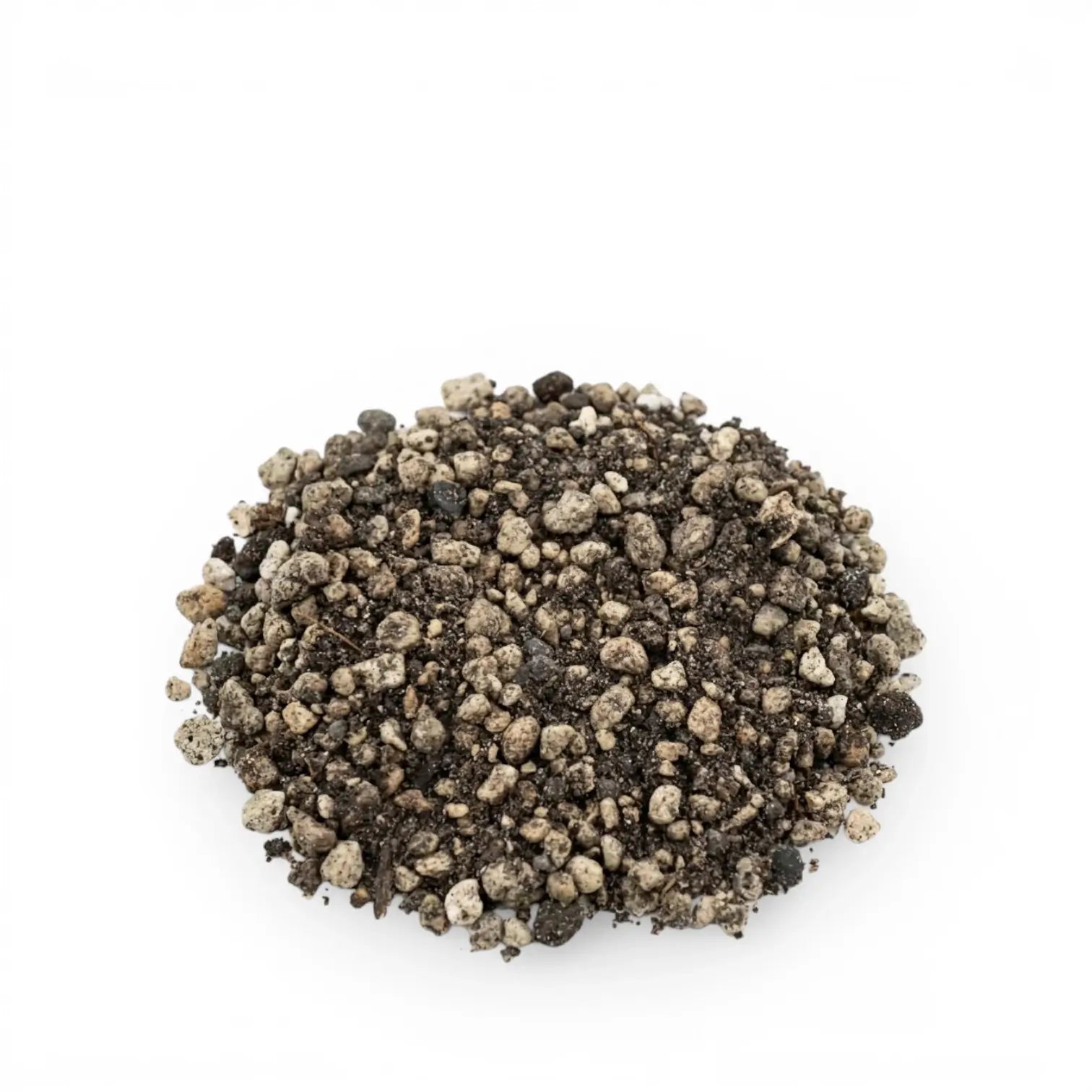 Pile of lithops potting mix on a white background