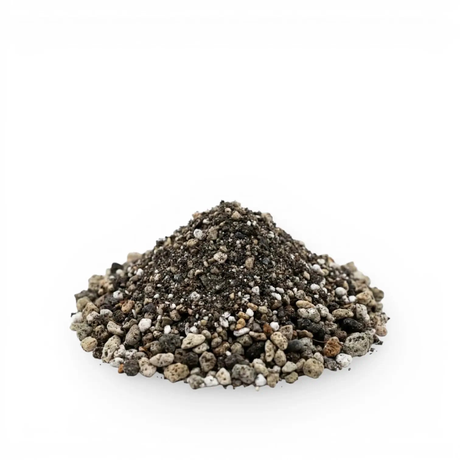 Heap of lithops potting mix  on a white background