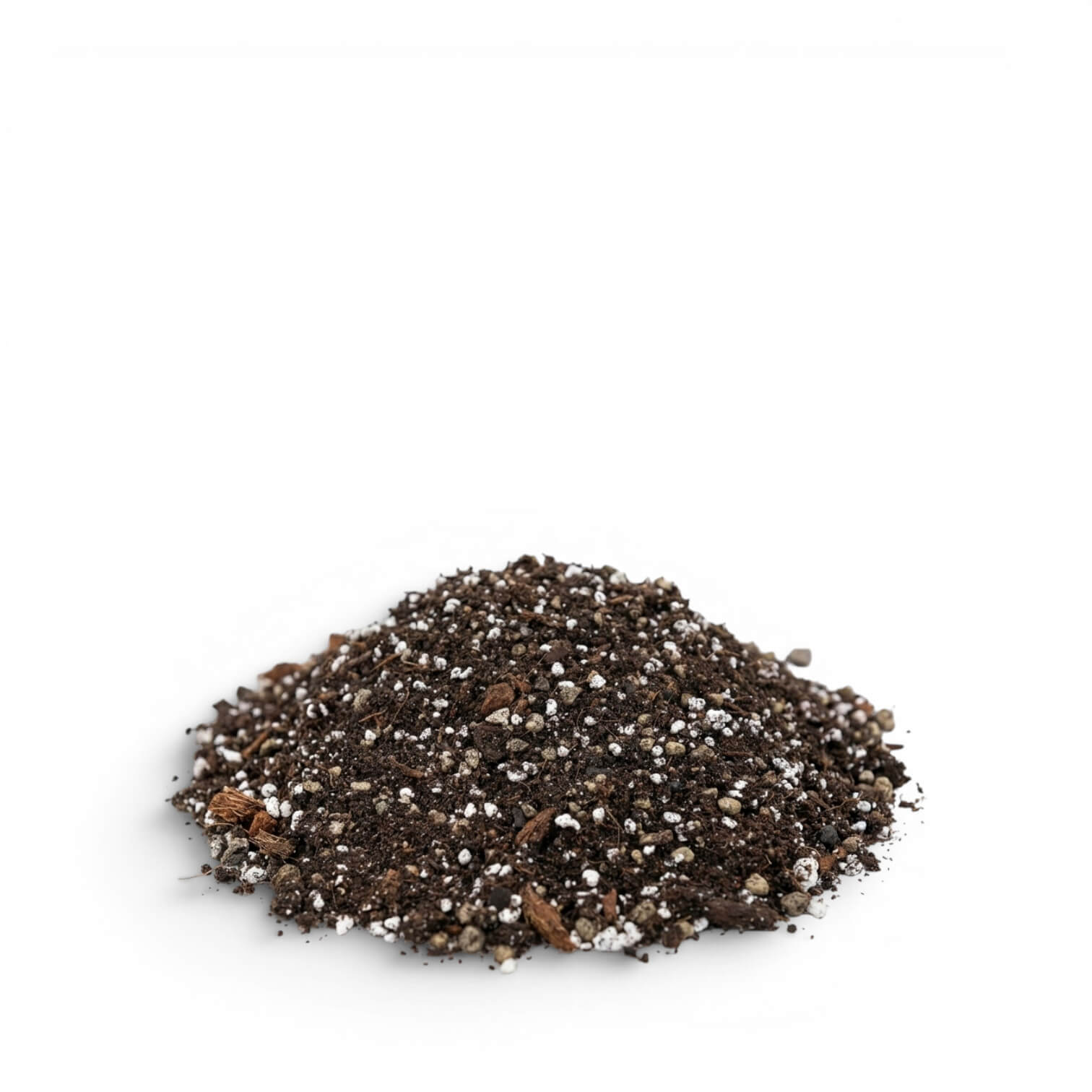 Heap of Syngonium potting mix on a white background